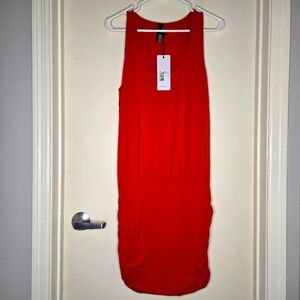 NWT Bobi shirred skirt tank dress red size large